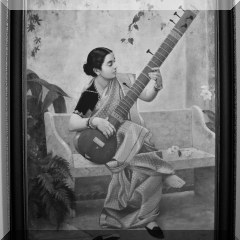 A17. Woman playing a sitar framed print. 27”h x 20”w - $34